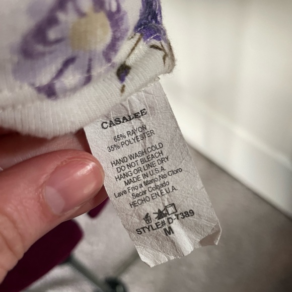 Purple and Cream Floral Pattern Mini Tunic Dress - Picture 4 of 4